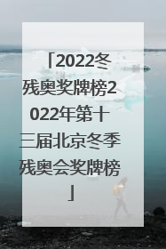 2022冬残奥奖牌榜2022年第十三届北京冬季残奥会奖牌榜
